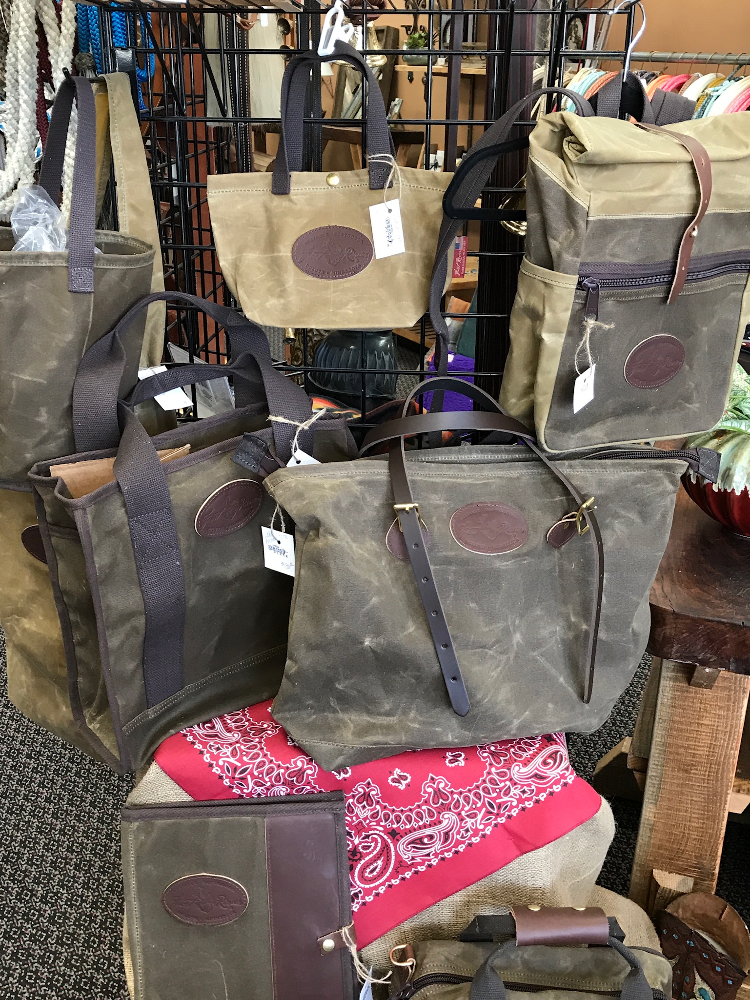The Gettin Place Idaho sells a huge variety of Frost River waxed canvas bags/portfolios/totes/backpacks/accessory bags and more