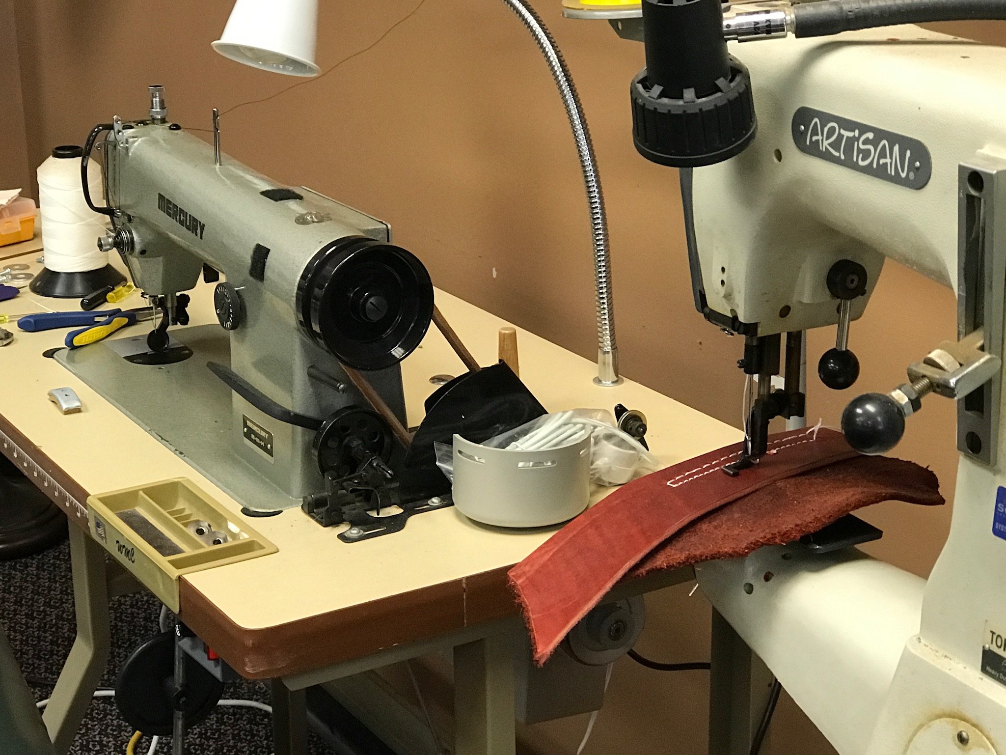 The Gettin Place Idaho leather and canvas sewing machines